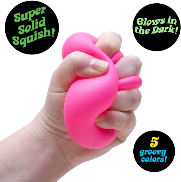 Schylling NeeDoh Nice Cube Glow - Sensory Toy with a Super Solid Squish - Glows in the Dark and Always Returns to its Square Shape - Color May Vary (1 Cube Per Pack)