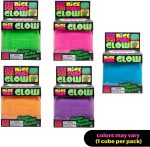 Schylling NeeDoh Nice Cube Glow - Sensory Toy with a Super Solid Squish - Glows in the Dark and Always Returns to its Square Shape - Color May Vary (1 Cube Per Pack)