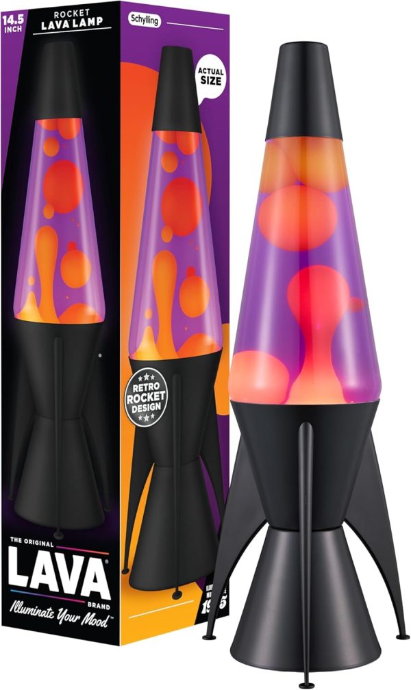 Lava The Original Lamp - 14.5 Evenfall ?C Retro Rocket Liquid Motion Lamp - Yellow Wax and Purple Liquid - Item #2391 (Amazon Exclusive)