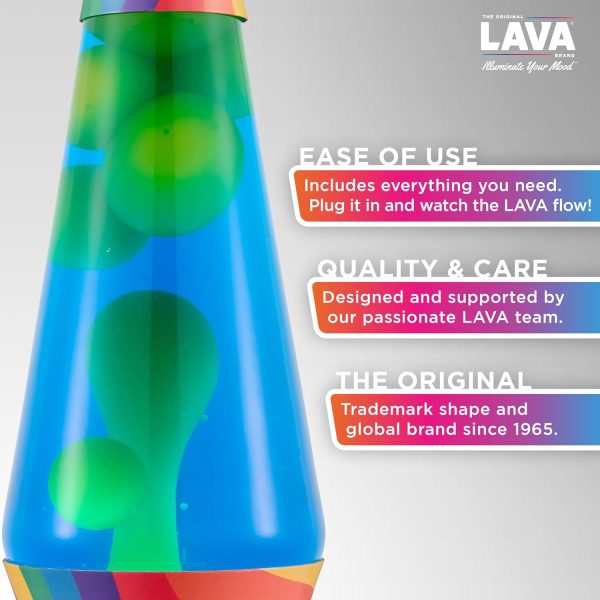 Lava The Original Lamp - 14.5 Warped Rainbow ?C Classic Liquid Motion Lamp - Yellow Wax and Blue Liquid - Item #2713 (Amazon Exclusive)